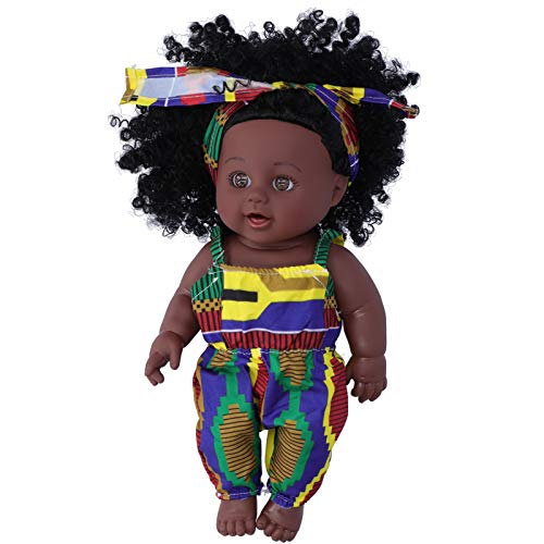 Masyrt Schwarze Babypuppe,11,8 Zoll Schwarzes Babypuppenspielzeug, Realistische Wiedergeborene Babys Puppen mit Head Band,African Babies Dolls PVC Dolls (Q12.040 Batikschlollen) von Masyrt