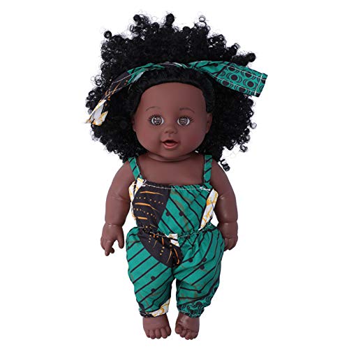 Masyrt Schwarze Babypuppe,11,8 Zoll Schwarzes Babypuppenspielzeug, Realistische Wiedergeborene Babys Puppen mit Head Band,African Babies Dolls PVC Dolls (Q12.042 Dunkelgrüne Rebe) von Masyrt