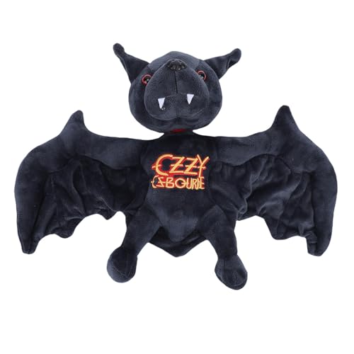 Masyrt Schwarze Fledermaus Plüsch Tier,Halloween-Schwarz-Fledermaus-Dekor,Weiches Niedliches Fledermäuse-Stofftier mit Gold-Stickerei für Rockmusik-Fan Halloween Ostern Weihnachten (Magnetisch) von Masyrt