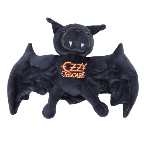 Masyrt Schwarze Fledermaus Plüsch Tier,Halloween-Schwarz-Fledermaus-Dekor,Weiches Niedliches Fledermäuse-Stofftier mit Gold-Stickerei für Rockmusik-Fan Halloween Ostern Weihnachten (Standard) von Masyrt