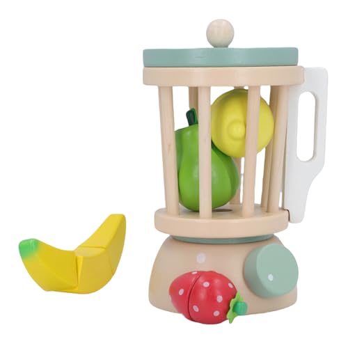 Masyrt Spielzeug Entsafter KüChengeräT Entsafter Holzmixer-Spielzeug,Simulierte Saftpresse Design,Pretend Schneiden Von FrüChten HöLzerne Mixer Spielzeug FüR Kindergarten Und Zu Hause von Masyrt