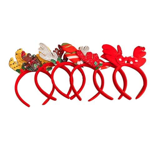 Masyrt Süßer Weihnachtsmann Claus Stirnband 5pcs Weihnachtsstirnband Weiche Baumwolle Edelstahl Rentiergeweih Vater Weihnachtsfeier Hair Hoop (Weihnachtsgeweih) von Masyrt