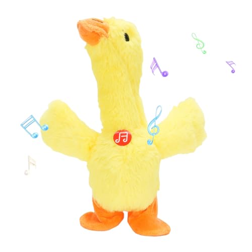 Masyrt Tanzende Ente,Sprechend Singen Tanzende Entenspielzeug,Süße Interaktive Musikalische Enten Gefülltes Tier für Babys,Plüschbaby -Spielzeug für Kleinkinder Gelb 19 X 8 X 24 cm von Masyrt