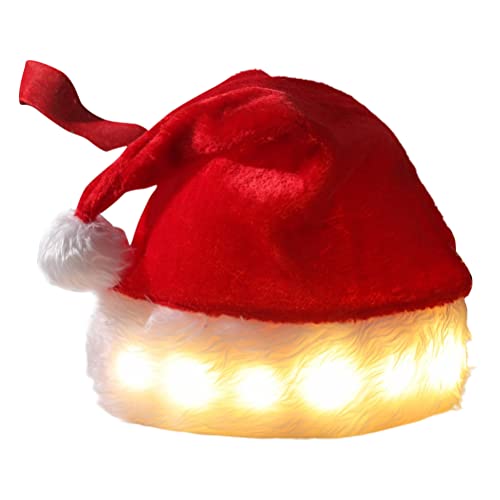 Masyrt Weihnachten H H, 29 * 16 * 7 LED SANTA HAT LEGELN PLUSH SANTA HAT HEIHMITTEL Kostüm Requisiten Feiertagspartyzubehör (Rot) von Masyrt
