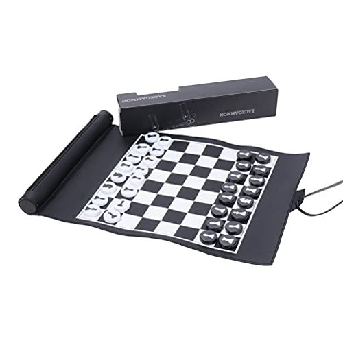 Schachbrett -Set, 26 * 5 * 5 Schach -Set Tragbare Reisebrettspiele PU Leather Roll up Schach für Erwachsene Schachbrett -Set, 26 * 5 * 5 Schach -Set Tragbare Reisebrettspiele PU Leather Roll up Schach für Erwachsene von Masyrt