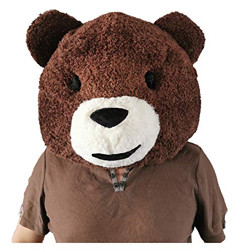 MatGui Plüschtier Hüte Kopfmaske Halloween Maskottchen Kostüm, Kaffee-Teddy, L MatGui Plüschtier Hüte Kopfmaske Halloween Maskottchen Kostüm, Kaffee-Teddy, L von MatGui