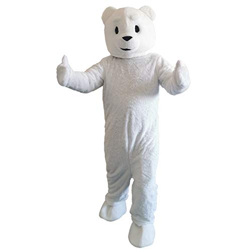 MatGui Weißer Eisbär-Maskottchen, Kostüm, für Erwachsene, echtes Bild, Weiss/opulenter Garten, L von MatGui