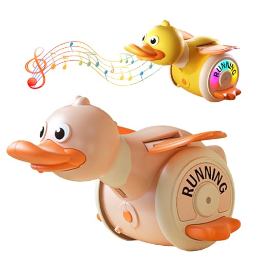 Matame Krabbelspielzeug Baby Spielzeug Elektrisch Rotierend,Futtersuchende Ente Musikalische Spielzeuge für Babies Geführtes Krabbelspielzeug (#B) von Matame