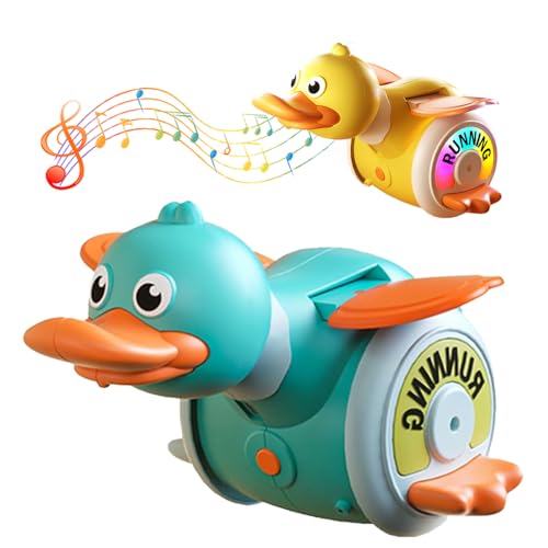 Matame Krabbelspielzeug Baby Spielzeug Elektrisch Rotierend,Futtersuchende Ente Musikalische Spielzeuge für Babies Geführtes Krabbelspielzeug (#C) von Matame