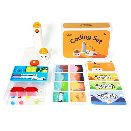 Programmierbar Roboter Kinder ab 4-10, MatataStudio Coding Set Programmierbarer Roboter Spielzeug Bausatz mit DIY Physikalische Programmiermodul für Anfänger No App & WiFi STEM Lernspielzeug Geschenke von MatataStudio