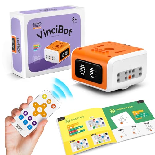 MatataStudio Programmierbar Roboter Kinder ab 8-12, VinciBot Programmierbarer KI Roboter Spielzeug Bausatz mit Scratch & Python Ferngesteuerte Elektronische Programmieren Roboters STEM Lernspielzeug von MatataStudio