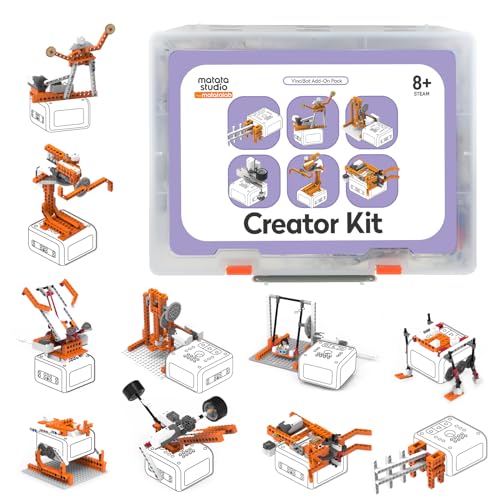 Matatalab Creator Kit für den VinciBot, Inklusive 434 Bausteinen & Gleichstrom-Elektromotor, STEM-Bildungsset mit 20 Baukästen, DIY-Bausatz für Naturwissenschaften für Kinder im Alter von 8-12 Jahren von Matatalab