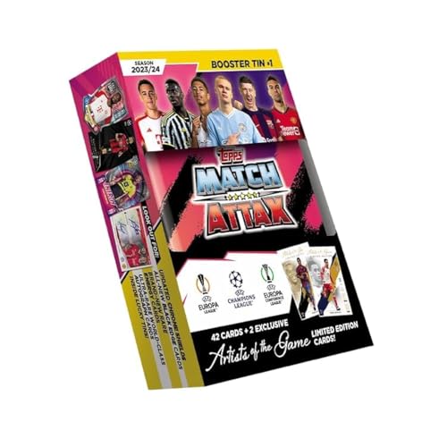 Topps Match Attax 23/24 - Booster Tin 1 - Enthält 42 Match Attax Karten plus 2 exklusive Künstler des Spiels Limited Edition Karten Topps Match Attax 23/24 - Booster Tin 1 - Enthält 42 Match Attax Karten plus 2 exklusive Künstler des Spiels Limited Edition Karten von Match Attax