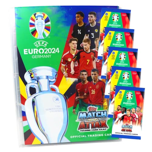 Topps UEFA Euro 2024 Germany Match Attax Karten - EM Sammelkarten - 1 Mappe + 5 Booster von Match Attax