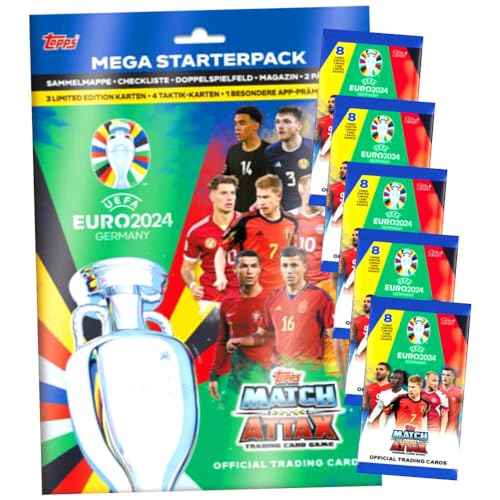 Topps UEFA Euro 2024 Trading Cards Germany Match Attax Karten - EM Sammelkarten - 1 Starter + 5 Booster von Match Attax
