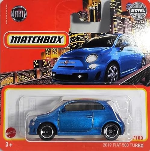 2022 Matchbox 2019 Fiat 500 Turbo Blue 11/100 (Short Card) HFR65 von Matchbox Metal