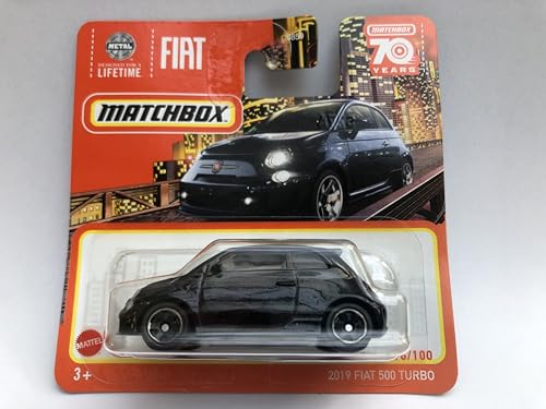 2023 Matchbox 2019 Fiat 500 Turbo Black 16/100 (Kurze Karte) HLD05 von Matchbox Metal