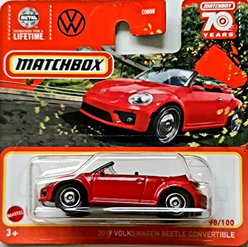 2023 Matchbox 2019 Volkswagen Beetle Convertible Rot 98/100 (kurze Karte) HLD14 von Matchbox Metal