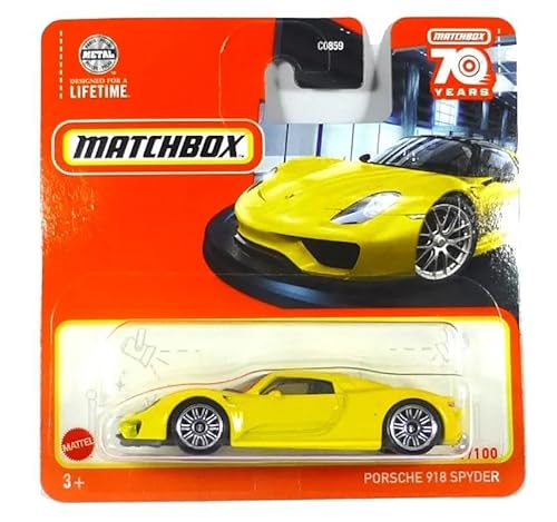 2023 Matchbox Porsche 918 Spyder Yellow 77/100 (Short Card) HLC88 von Matchbox Metal