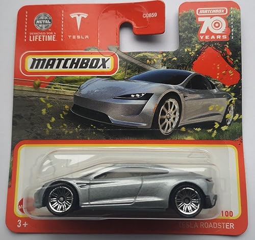 Matchbox 2023 Tesla Roadster Silver 91/100 (Kurze Karte) HLD17 von Matchbox Metal