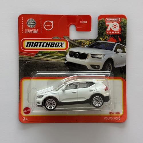 Matchbox 2023 Volvo XC40 Weiß 85/100 (Kurzkarte) HLC55 - Metall-Modellauto für Erwachsene und Kinder, Unisex, 7 cm, kein Zubehör, 1 Stück von Matchbox Metal