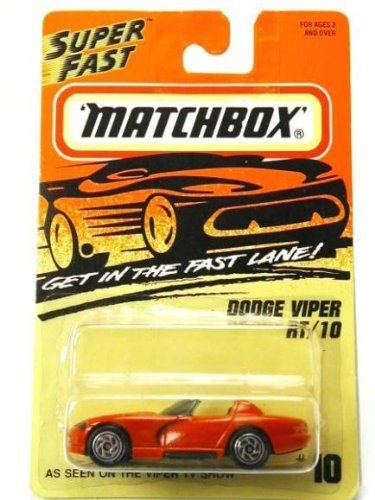 DODGE VIPER RT/10 (red) 1995-96 Matchbox #10 Super Fast series 1:64 scale (2.5 inches) vehicle (ORIGINAL, VINTAGE) by Matchbox von Matchbox