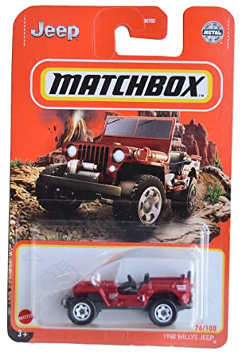 Matchbox Rot 1948 Willys Jeep Auto, Historisch, Maßstab 1:64, Windbetrieben, Push, Kleinkind, Kinder, unisex Matchbox Rot 1948 Willys Jeep Auto, Historisch, Maßstab 1:64, Windbetrieben, Push, Kleinkind, Kinder, unisex von Matchbox