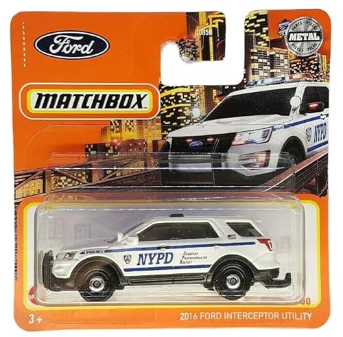 Matchbox - 2016 Ford Interceptor Utility - MBX 95/100 - HFT16 - Short Card - NYPD - Police - Superfast - Lesney - Mattel 2022 von Matchbox
