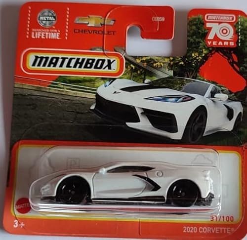 Matchbox Chevrolet Chevy Corvette 2023 Weiß 1:100 Maßstab 31/100 Serie Modellauto Auto Jugendliche Erwachsene Unisex von Matchbox