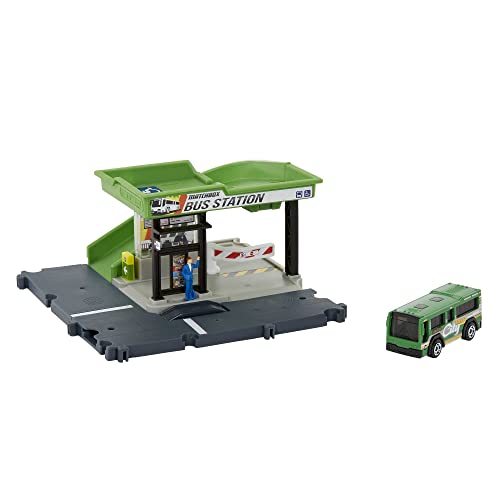 Matchbox HDL08 - Action Fahrer Busstation Spielset, mit einem Matchbox Fahrzeug & beweglichen Figuren, mit Anderen Sets kombinierbar, Spielzeug Geschenk für Kinder ab 3 Jahren Matchbox HDL08 - Action Fahrer Busstation Spielset, mit einem Matchbox Fahrzeug & beweglichen Figuren, mit Anderen Sets kombinierbar, Spielzeug Geschenk für Kinder ab 3 Jahren von Matchbox