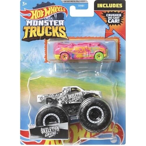 Matchbox Hot Wheels Monster Trucks Skelett Crew und Crushed Van - Blind Side von Matchbox