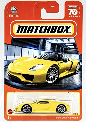 Matchbox Porsche 918 Spyder 77/100 (gelb) - Auto - Toyauto - Sport - Unisex-Kinder - Frustfreie Verpackung - Maßstab 1:64 von Matchbox