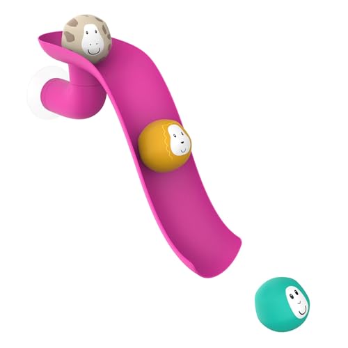 Matchstick Monkey Badezeit Baby Badespielzeug Rutschset / 1 Rutsche und 3 lustige Tierkugeln / leicht zu greifen / ab 12 Monaten (pink) von Matchstick Monkey