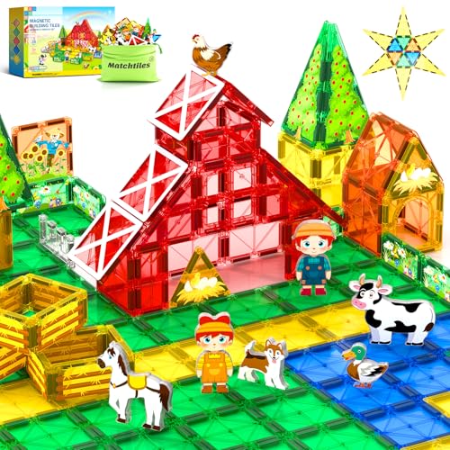 Magnetische Fliesen, Spielzeug mit Bauernhoftieren für Kleinkinder ab 3 Jahren, magnetische Bausteine für Kinder im Alter von 3–5 5–7 Jahren, Mädchen und Jungen, Klassenzimmer Must Haves von Matchtiles