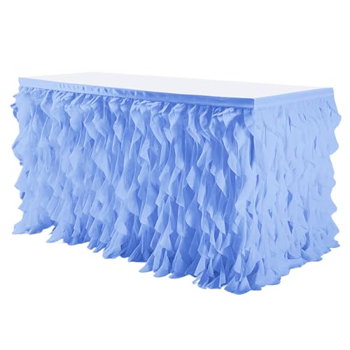 Mateju Tüll Tischrock Tischdekoration Hochzeit Tischrock Waschbare, Feiern Veranstaltungen Hochzeit Dekoration Party für Bankett Geburtstag (Himmelblau,6FT/183x77cm) von Mateju