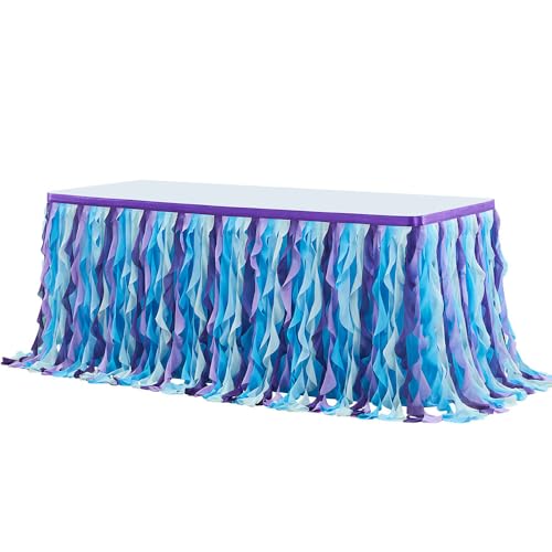 Mateju Tüll Tischrock Tischdekoration Hochzeit Tischrock Waschbare, Feiern Veranstaltungen Hochzeit Dekoration Party für Bankett Geburtstag (Lilablau,9FT/275x77cm) von Mateju
