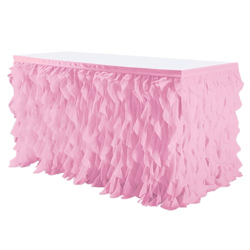 Mateju Tüll Tischrock Tischdekoration Hochzeit Tischrock Waschbare, Feiern Veranstaltungen Hochzeit Dekoration Party für Bankett Geburtstag (Rosa,9FT/275x77cm) von Mateju