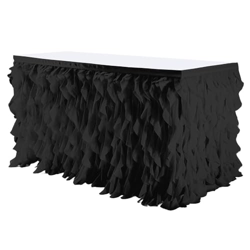 Mateju Tüll Tischrock Tischdekoration Hochzeit Tischrock Waschbare, Feiern Veranstaltungen Hochzeit Dekoration Party für Bankett Geburtstag (Schwarz,6FT/183x77cm) von Mateju