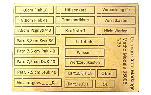 Matho Models Maßstab 1:35 Deutsche Kistenmarkierungen (Airbrush-Schablonen) – Kunststoff-Modellzubehör # 35006 von Matho Models