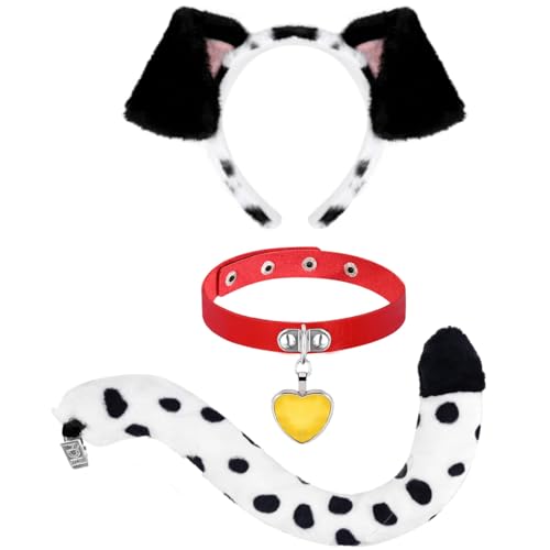 Matiniy Dalmatiner-Kostüm-Set für 101 Schultage, enthält Welpenohren, Stirnband und Schwanz für Kinder, 100. Schultag, Party (Stil 1) von Matiniy