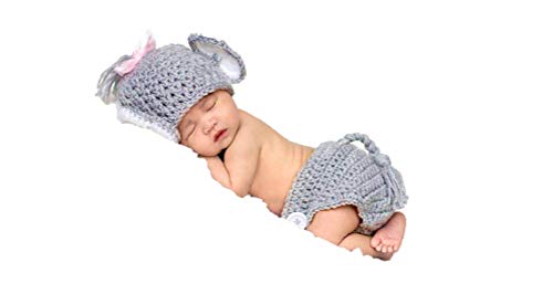 Matissa Baby Kleinkind Neugeborenen Hand gestrickt häkeln Strickmütze Hut Kostüm Baby Fotografie Requisiten Props (Baby-Elefant-Mädchen) von Matissa