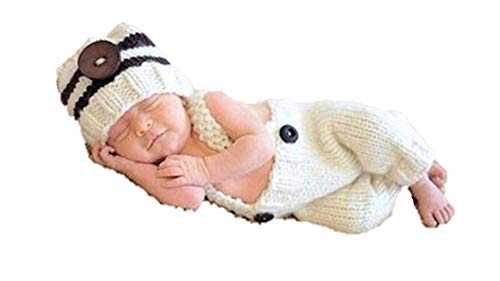 Matissa Baby Kleinkind Neugeborenen Hand gestrickt häkeln Strickmütze Hut Kostüm Baby Fotografie Requisiten Props (Herr Button) von Matissa