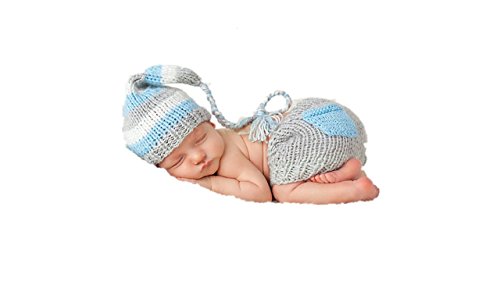 Matissa Baby Kleinkind Neugeborenen Hand gestrickt häkeln Strickmütze Hut Kostüm Baby Fotografie Requisiten Props (Hut mit langem Schwanz outfit) von Matissa