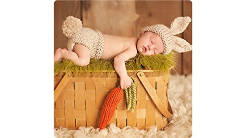 Matissa Baby Kleinkind Neugeborenen Hand gestrickt häkeln Strickmütze Hut Kostüm Baby Fotografie Requisiten Props (Karottenliebender Hase) von Matissa