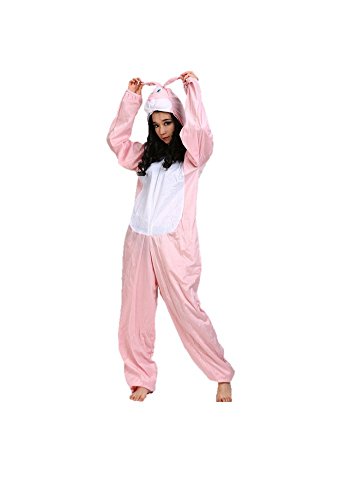 Matissa Erwachsene Tierkostüme Unisex Pyjamas Kostüm Outfit Cosplay Onesies (Rosa Kaninchen) von Matissa