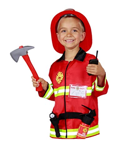 Matissa Feuerwehrmann Kostüm und Zubehör für Kinder Jungen und Mädchen (leichtes Set, Größe S (3-5 Jahre)) von Matissa