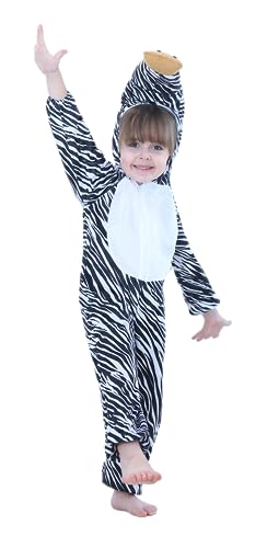Matissa Kinder Tierkostüme Jungen Mädchen Unisex Kostüm Outfit Cosplay Kinder Strampelanzug (Zebra, M (Für Kinder 90-105 cm groß)) von Matissa