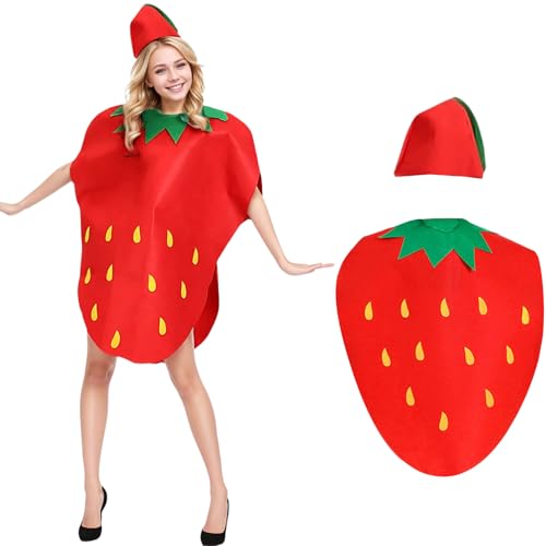 Halloween-Erdbeer-Kostüm für Erwachsene, Obstkostüm, lustiges Kostüm, Partyzubehör, Comedy-Verkleidungs-Kostüme für Rollenspiele, Maskerade Halloween-Erdbeer-Kostüm für Erwachsene, Obstkostüm, lustiges Kostüm, Partyzubehör, Comedy-Verkleidungs-Kostüme für Rollenspiele, Maskerade von Matreeglam