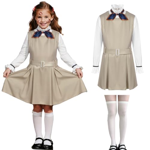 Halloween-Kostüme für Kinder und Mädchen, gruseliges Puppenkostüm, gruseliges Halloween-Uniform-Outfit, komplettes Set mit Perücke, Schleife, Horror-Film, Karneval, Party-Outfit für Erwachsene, Damen Halloween-Kostüme für Kinder und Mädchen, gruseliges Puppenkostüm, gruseliges Halloween-Uniform-Outfit, komplettes Set mit Perücke, Schleife, Horror-Film, Karneval, Party-Outfit für Erwachsene, Damen von Matreeglam
