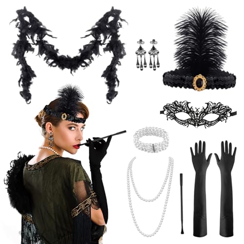 Matreeglam 1920er Jahre Flapper Great Gatsby Accessoires Set für Damen, 8 Stück 20er Jahre Thema Flapper Kostüm Gatsby Accessoires Set mit Retro Stirnband Fasching Zubehör für Weihnachten Karneval Matreeglam 1920er Jahre Flapper Great Gatsby Accessoires Set für Damen, 8 Stück 20er Jahre Thema Flapper Kostüm Gatsby Accessoires Set mit Retro Stirnband Fasching Zubehör für Weihnachten Karneval von Matreeglam